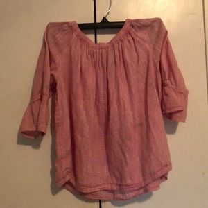 Pink blouse with white stripes